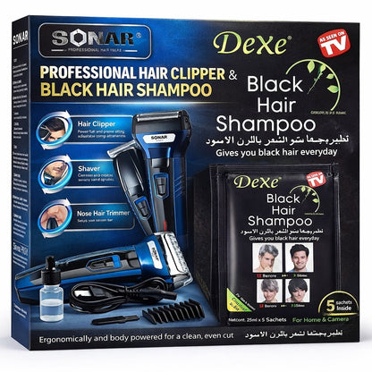 Kit Masculino 2 en 1 – Shampoo Cubre Canas + Afeitadora 3 en 1